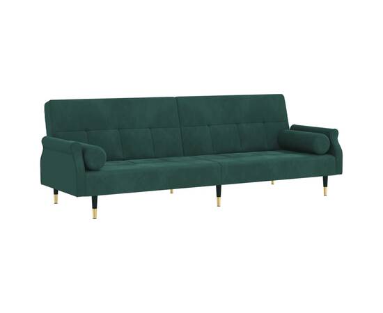 Canapea extensibilă cu perne, verde închis, catifea, 2 image