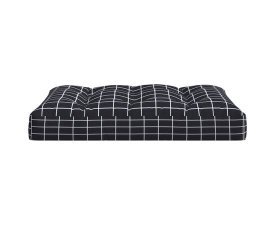 Perne canapea din paleți, 2 buc., negru, model carouri, textil, 4 image