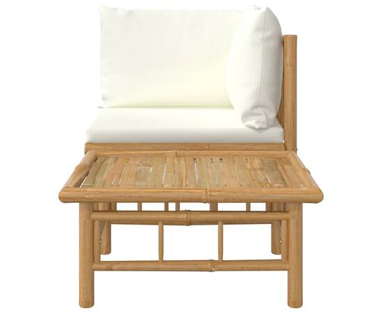 Set mobilier de grădină cu perne alb crem, 2 piese, bambus, 4 image