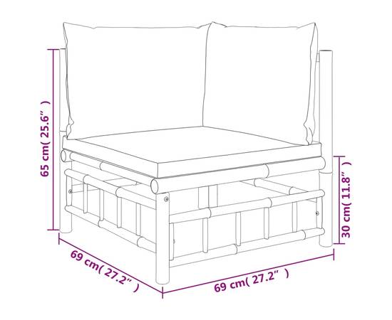 Set mobilier de grădină cu perne gri închis, 2 piese, bambus, 7 image