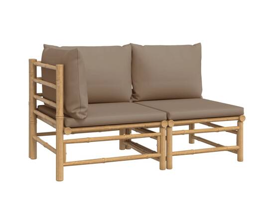 Set mobilier de grădină cu perne gri taupe, 2 piese, bambus, 2 image