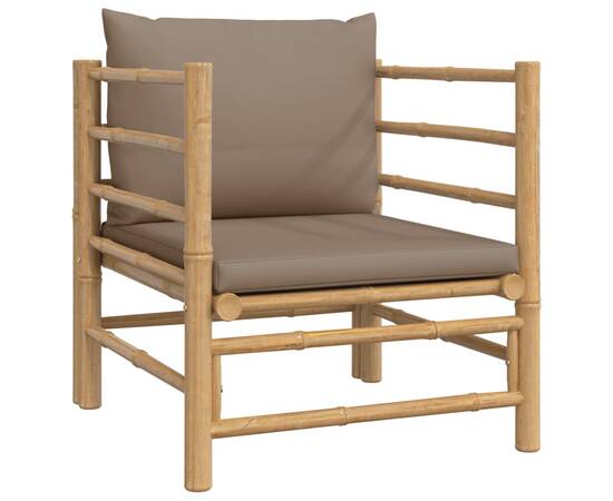 Set mobilier de grădină cu perne gri taupe, 7 piese, bambus, 3 image