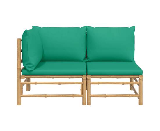 Set mobilier de grădină cu perne verzi, 2 piese, bambus, 2 image