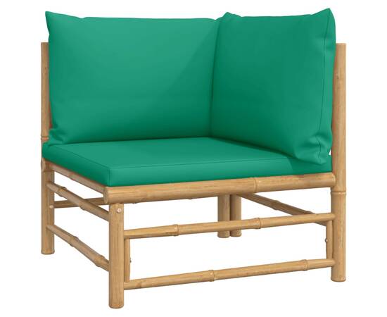 Set mobilier de grădină cu perne verzi, 2 piese, bambus, 5 image