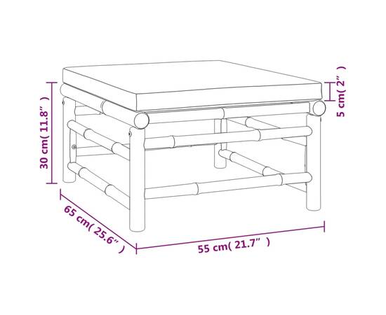 Set mobilier de grădină cu perne verzi, 3 piese, bambus, 7 image