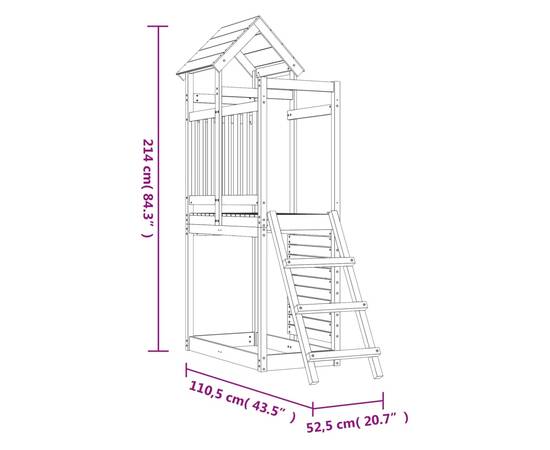 Turn de joacă, scară/perete, 52,5x110,5x214 cm, lemn masiv pin, 10 image
