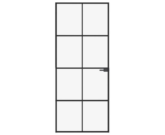 Ușă de interior negru 83x201,5 cm sticlă securiz./aluminiu slim, 3 image