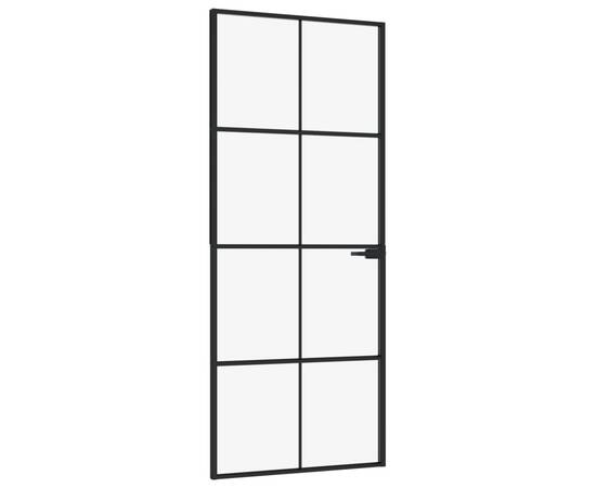 Ușă de interior negru 83x201,5 cm sticlă securiz./aluminiu slim, 2 image