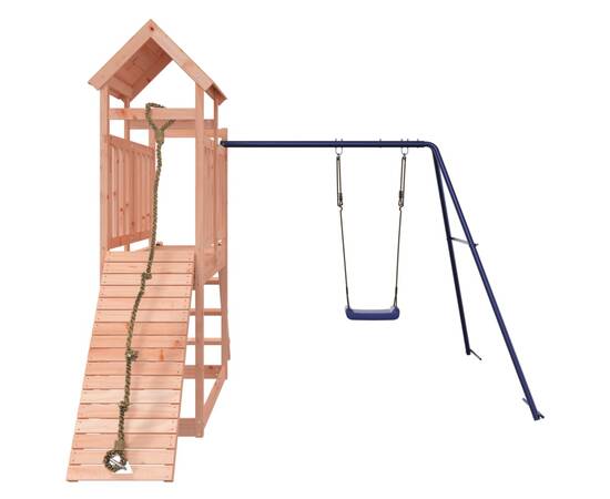 Căsuță de joacă cu leagăn perete de cățărat, lemn masiv douglas, 4 image