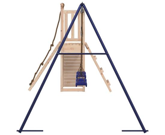 Căsuță de joacă cu leagăne, perete de cățărat, lemn masiv pin, 5 image