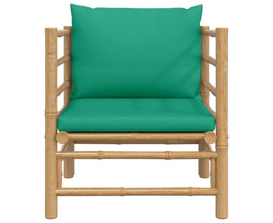 Canapea de grădină cu perne verzi, bambus, 3 image