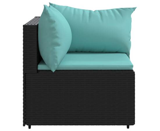 Canapele de colț de grădină cu perne 2 buc. negru poliratan, 4 image