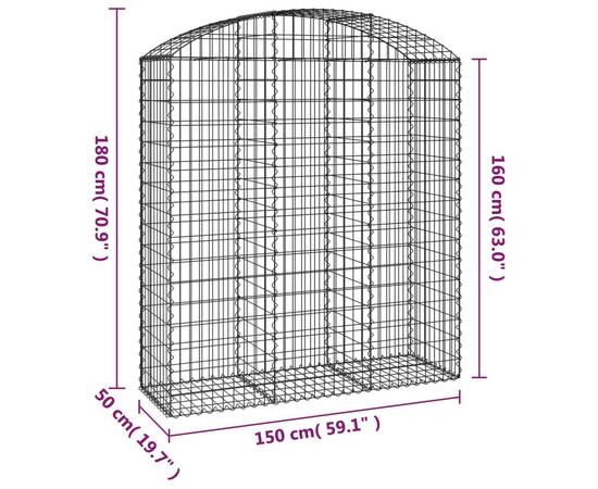 Coș gabion arcuit, 150x50x160/180 cm, fier galvanizat, 5 image