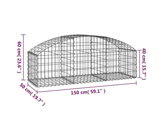 Coș gabion arcuit, 150x50x40/60 cm, fier galvanizat, 5 image