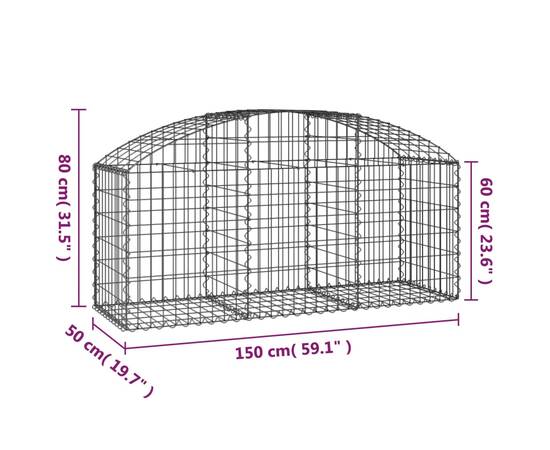 Coș gabion arcuit, 150x50x60/80 cm, fier galvanizat, 5 image