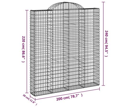 Coș gabion arcuit, 200x30x220/240, fier galvanizat, 5 image