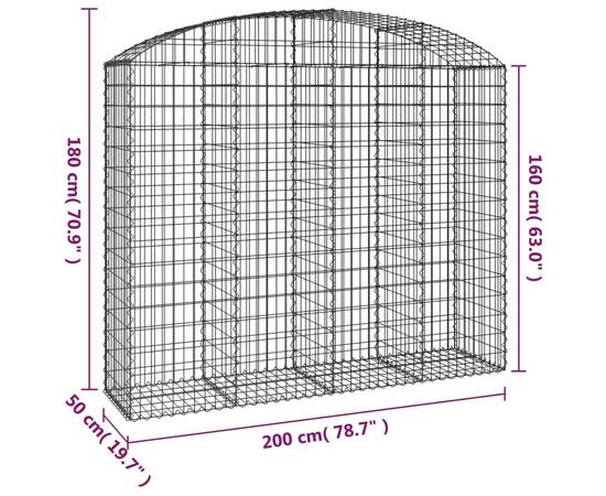 Coș gabion arcuit, 200x50x160/180 cm, fier galvanizat, 5 image