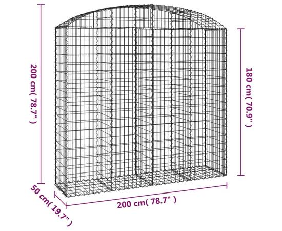 Coș gabion arcuit, 200x50x180/200 cm, fier galvanizat, 5 image