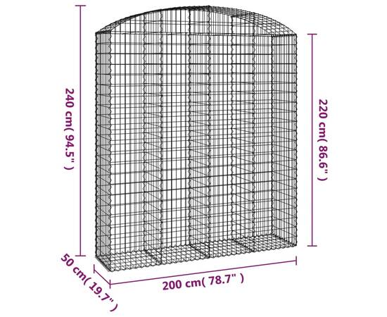 Coș gabion arcuit, 200x50x220/240 cm, fier galvanizat, 5 image