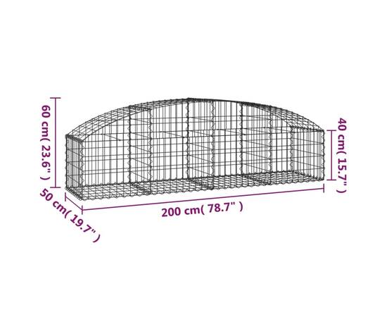 Coș gabion arcuit, 200x50x40/60 cm, fier galvanizat, 5 image