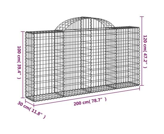 Coș gabion arcuit 200x30x100/120 cm fier galvanizat, 5 image