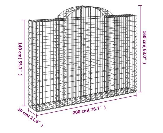 Coș gabion arcuit 200x30x140/160 cm fier galvanizat, 5 image