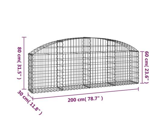 Coș gabion arcuit 200x30x60/80 cm fier galvanizat, 5 image