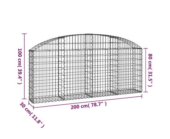 Coș gabion arcuit 200x30x80/100 cm fier galvanizat, 5 image