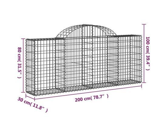 Coș gabion arcuit 200x30x80/100 cm fier galvanizat, 5 image