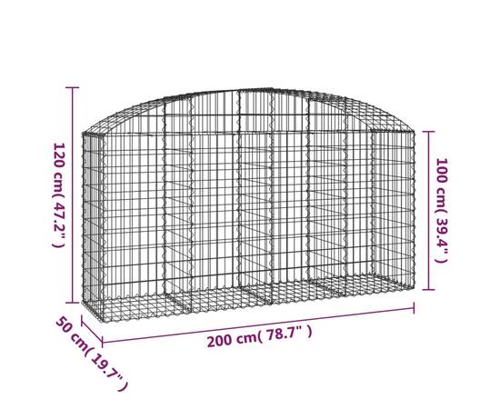 Coș gabion arcuit 200x50x100/120 cm fier galvanizat, 5 image