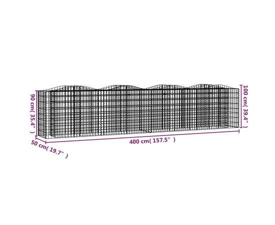 Strat înălțat cu gabion arcuit, 400x50x100 cm, fier galvanizat, 5 image