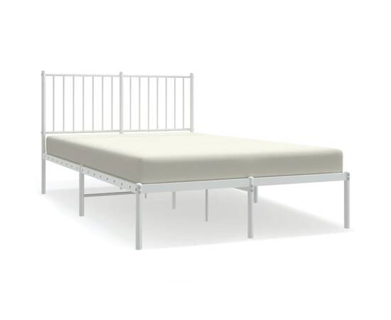 Cadru de pat cu tăblie, alb, 196x126x90,5 cm, oțel, 2 image