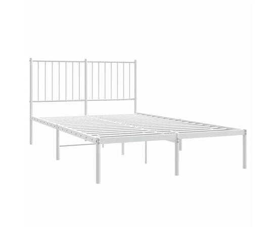 Cadru de pat cu tăblie, alb, 206x126x90,5 cm, oțel, 4 image