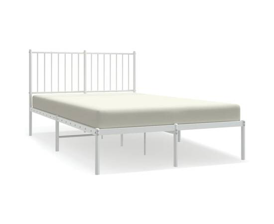 Cadru de pat cu tăblie, alb, 206x126x90,5 cm, oțel, 2 image