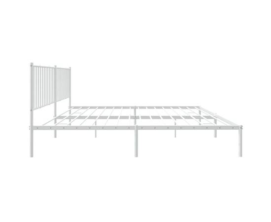Cadru de pat cu tăblie, alb, 208x208x90,5 cm, oțel, 6 image