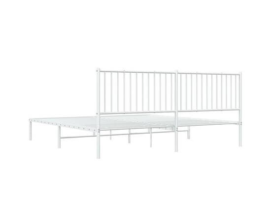 Cadru de pat cu tăblie, alb, 208x208x90,5 cm, oțel, 7 image