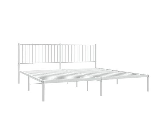 Cadru de pat cu tăblie, alb, 208x208x90,5 cm, oțel, 4 image