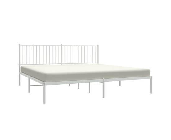Cadru de pat cu tăblie, alb, 208x208x90,5 cm, oțel, 3 image