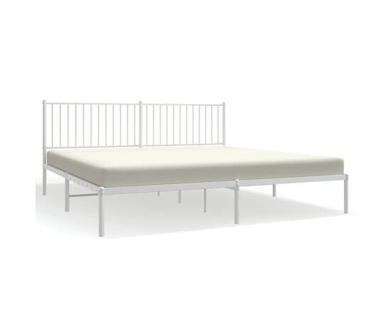 Cadru de pat cu tăblie, alb, 208x208x90,5 cm, oțel, 2 image