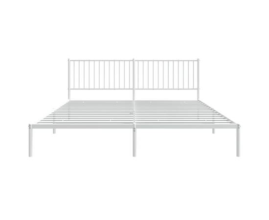Cadru de pat cu tăblie, alb, 208x208x90,5 cm, oțel, 5 image