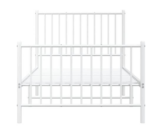 Cadru de pat cu tăblie la cap și picioare, alb, oțel, 5 image
