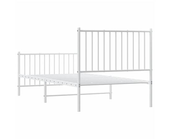 Cadru de pat cu tăblie la cap și picioare, alb, oțel, 7 image