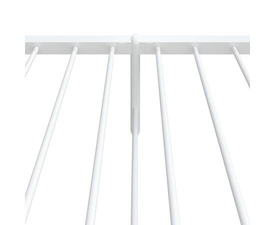 Cadru de pat cu tăblie la cap și picioare, alb, oțel, 8 image