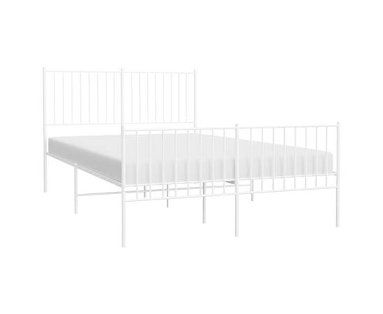 Cadru de pat metalic cu tăblie, alb, 140x200 cm, 3 image