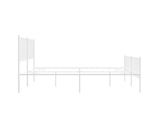 Cadru de pat metalic cu tăblie, alb, 160x200 cm, 6 image