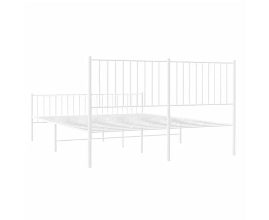Cadru de pat metalic cu tăblie, alb, 160x200 cm, 7 image