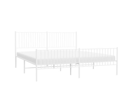 Cadru de pat metalic cu tăblie, alb, 200x200 cm, 3 image