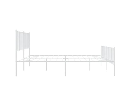 Cadru de pat metalic cu tăblie, alb, 200x200 cm, 6 image