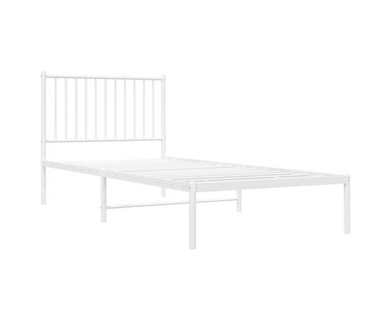 Cadru pat metalic cu tăblie, alb, 90x200 cm, 4 image