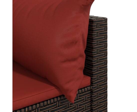 Canapea de colț cu pernă de grădină, maro, poliratan, 6 image